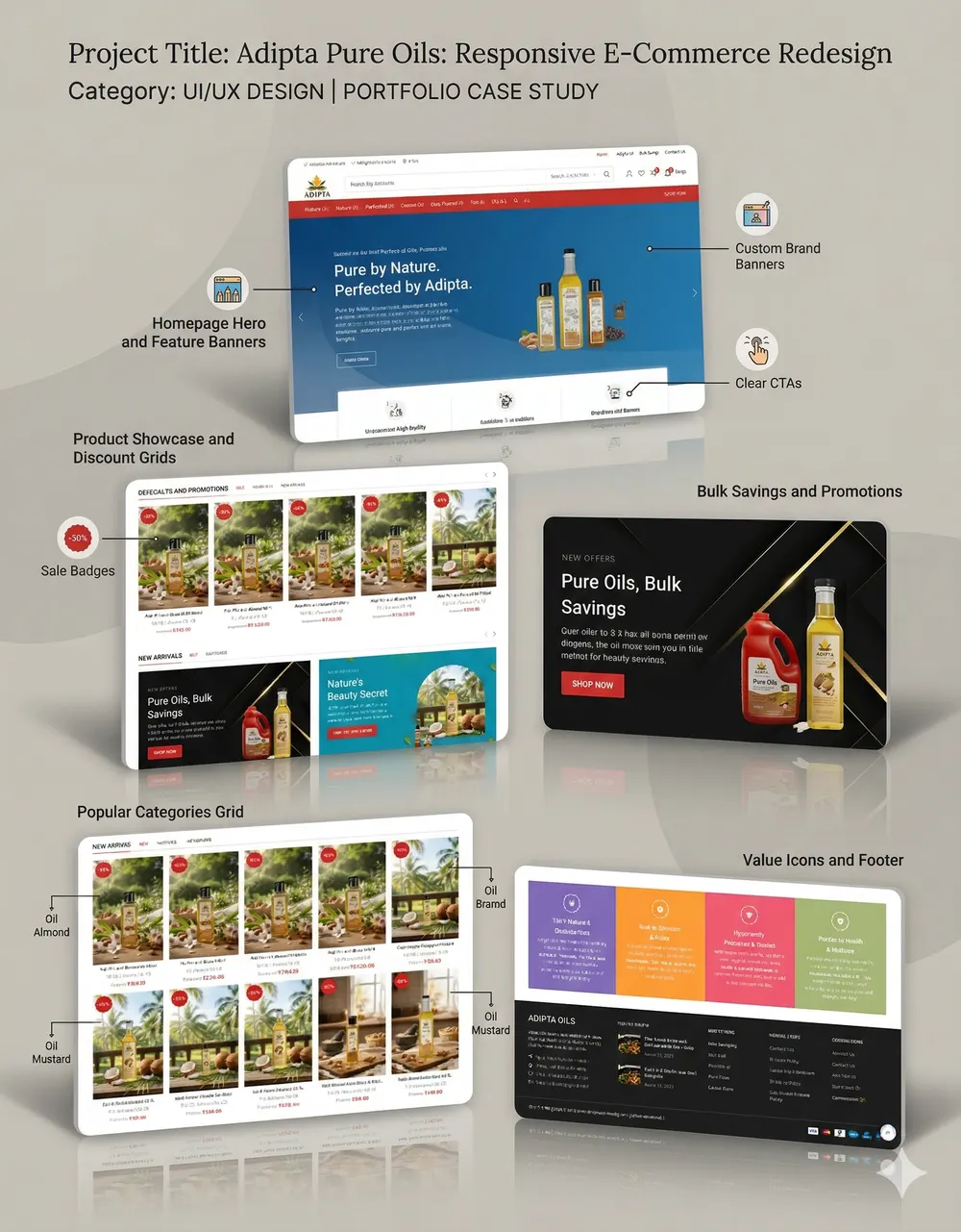 Adipta Oils website and brand showcase