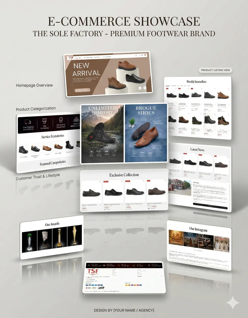 TSF Shoes website and brand showcase